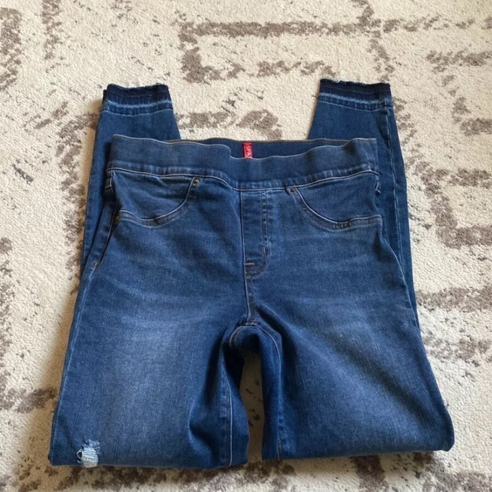SPANX Distressed Ankle Skinny Jeans Medium Wash Legging Shapewear Small - Picture 7 of 8